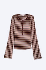 Striped Dark Red - Slim fit long-sleeved henley - 3