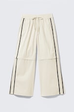 Beige - Black Stripe - Zip-off Nylon Track Trousers - 0