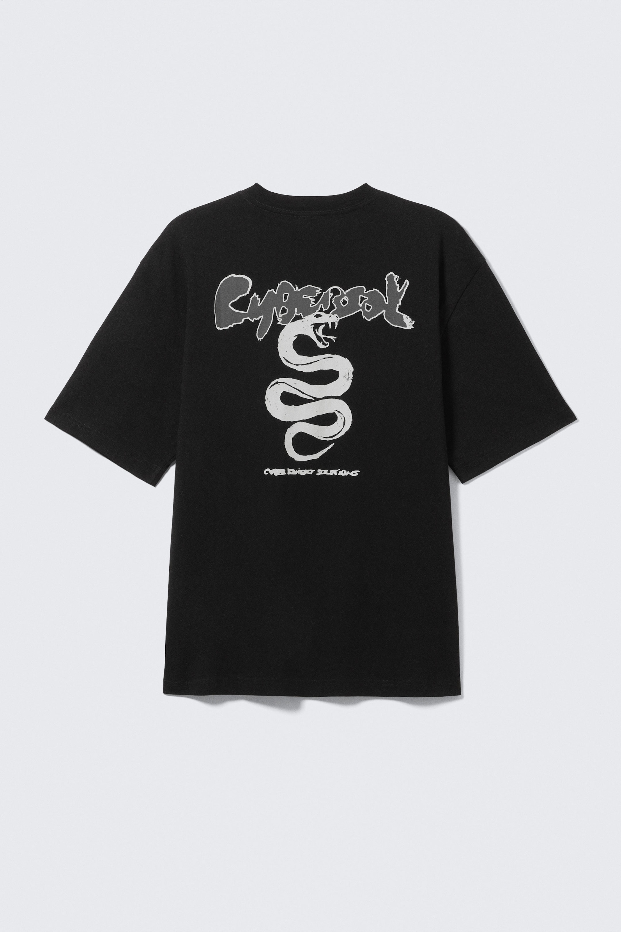 Svart - Cyber Snake - Tryckt T-shirt med avslappnad passform - 1