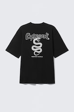 Svart - Cyber Snake - Tryckt T-shirt med avslappnad passform - 1