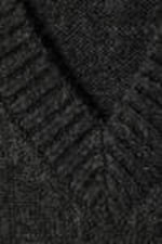 Dark Grey Melange - Knitted V-neck Vest - 1