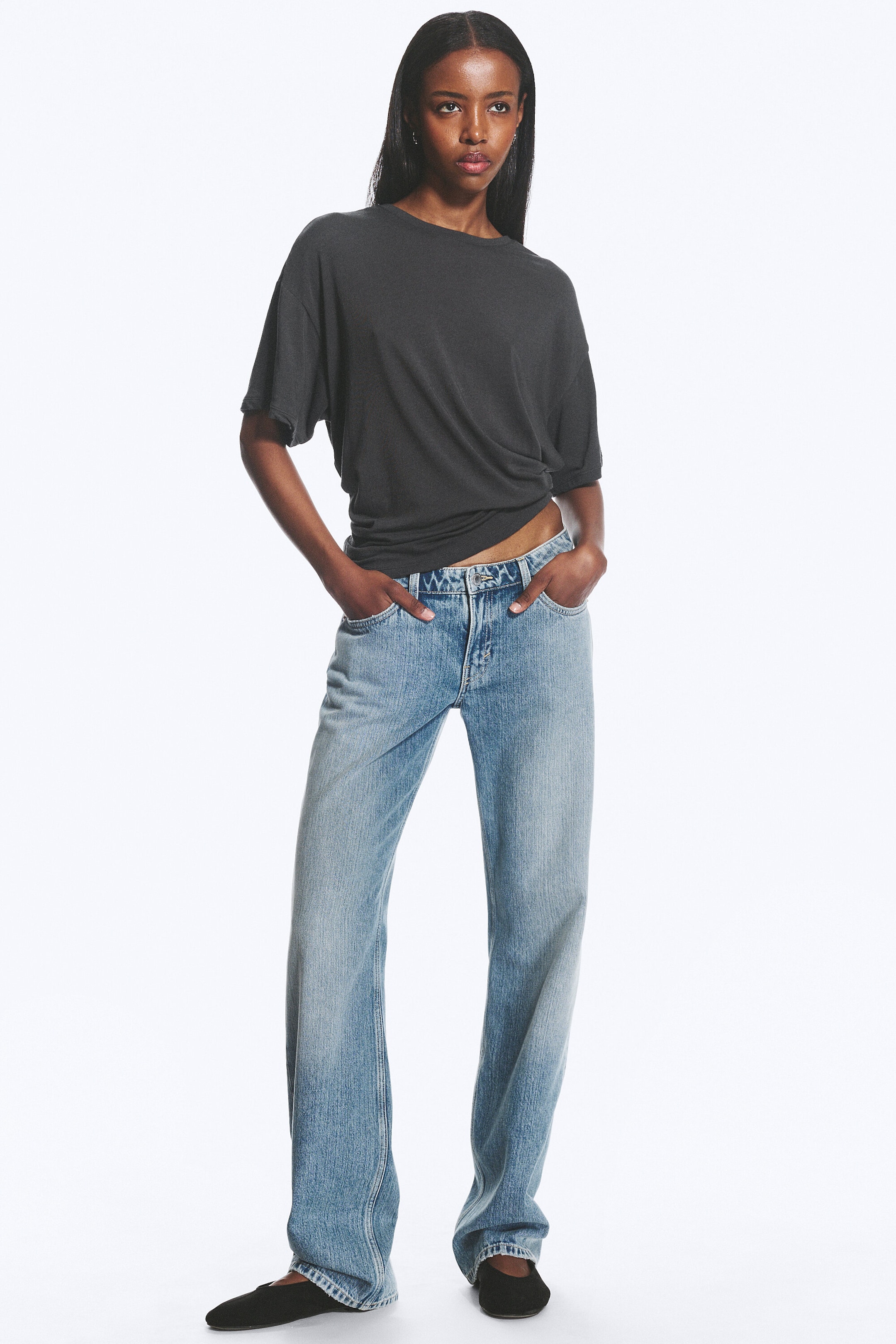 Blue Fade - Mittelblau - Arrow Low Waist Regular Straight Jeans - 1