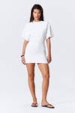 Weiß - Kurzärmeliges Mini-T-Shirt-Kleid - 0