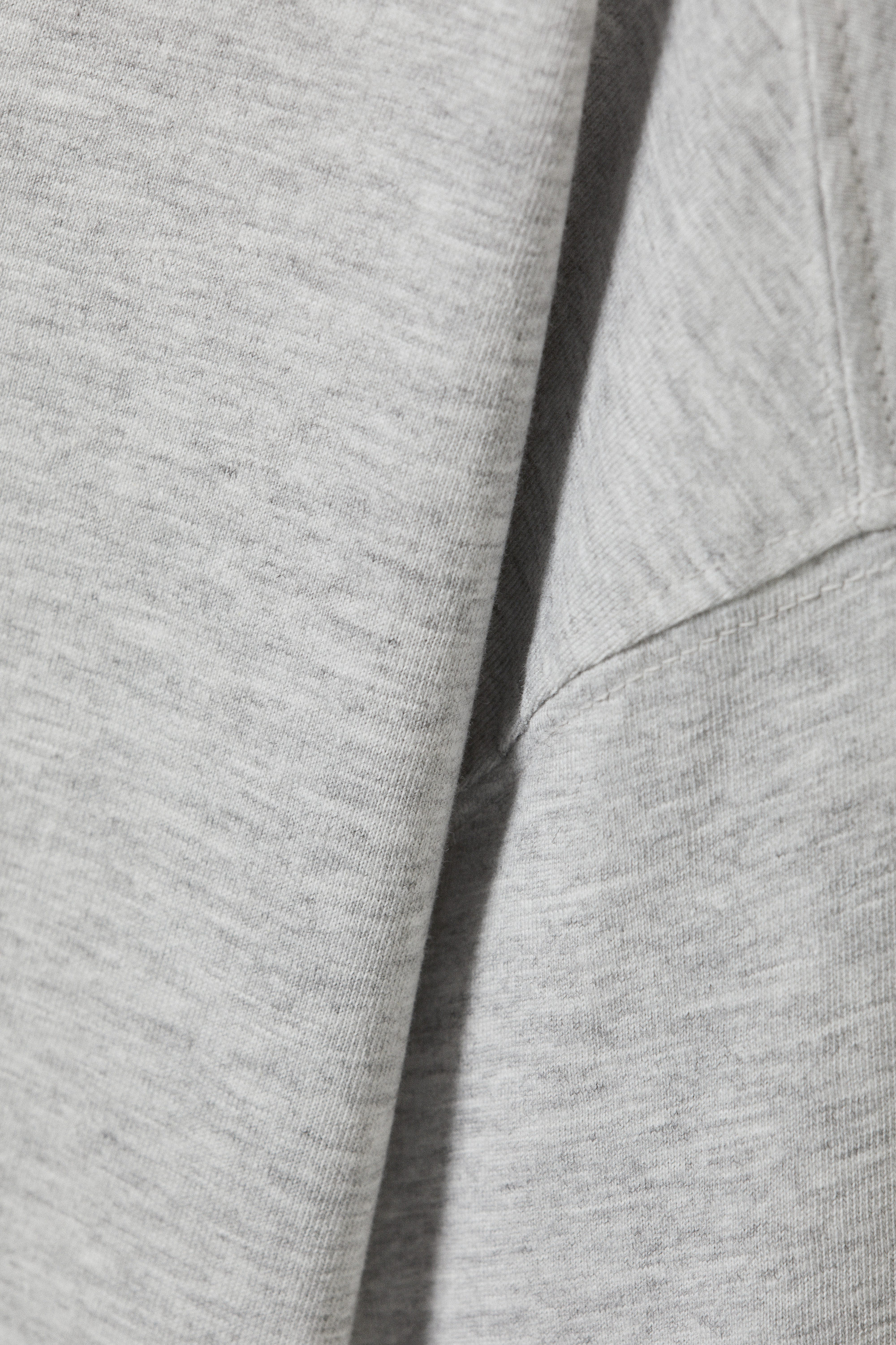 Grey Melange - Long-Sleeved Boxy Cotton T-shirt - 3