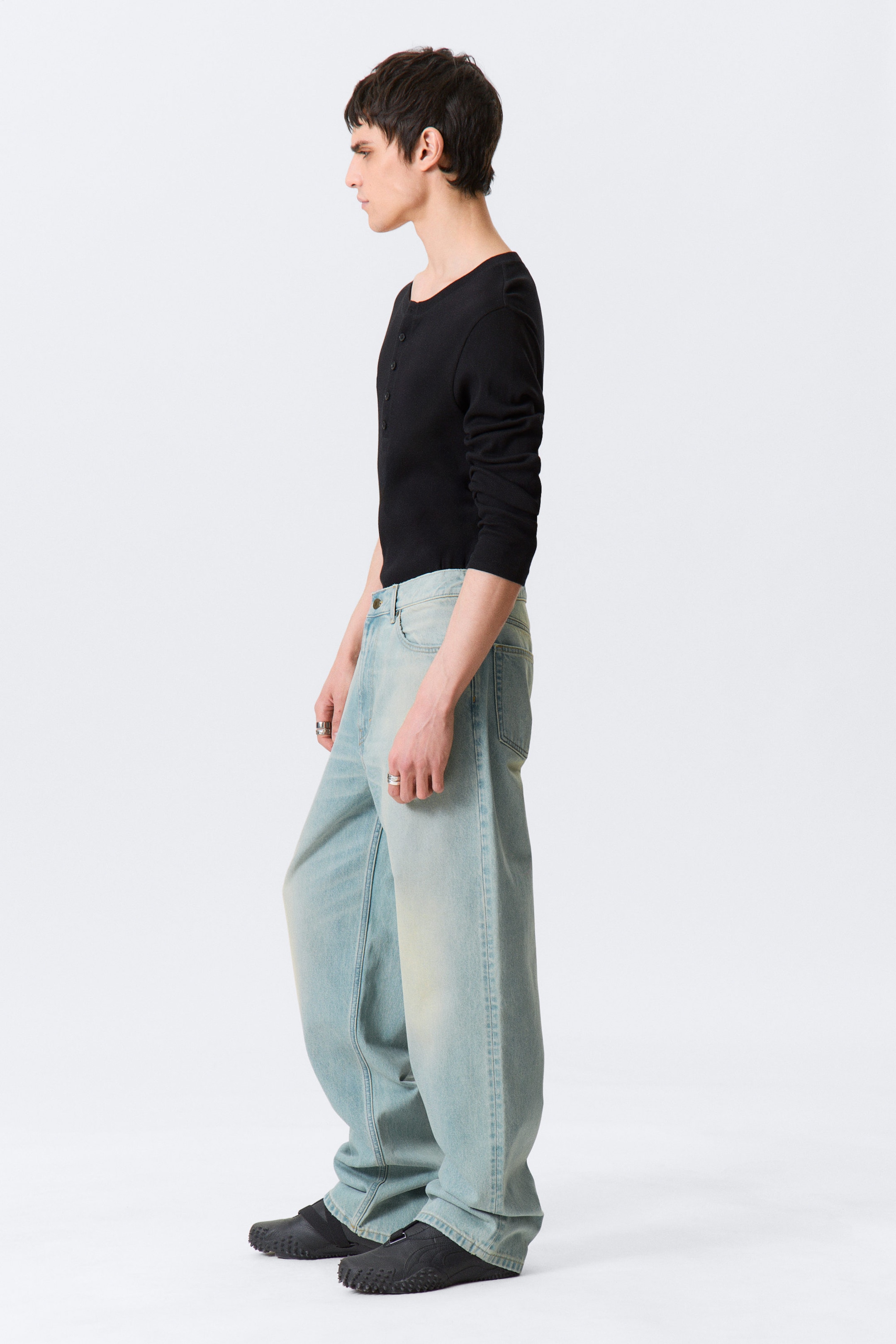 Port Blue - Bleu clair - Jean unisexe droit ample taille mi-haute Galaxy - 2