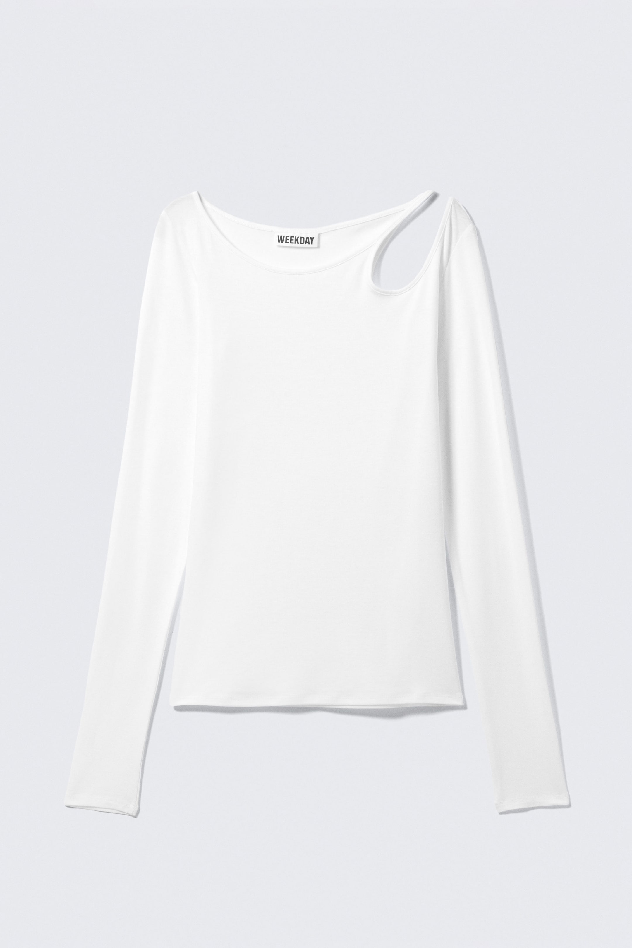 White - Long-Sleeved Off-Shoulder Top - 1