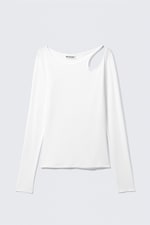 Blanc - Top épaules nues à manches longues - 0