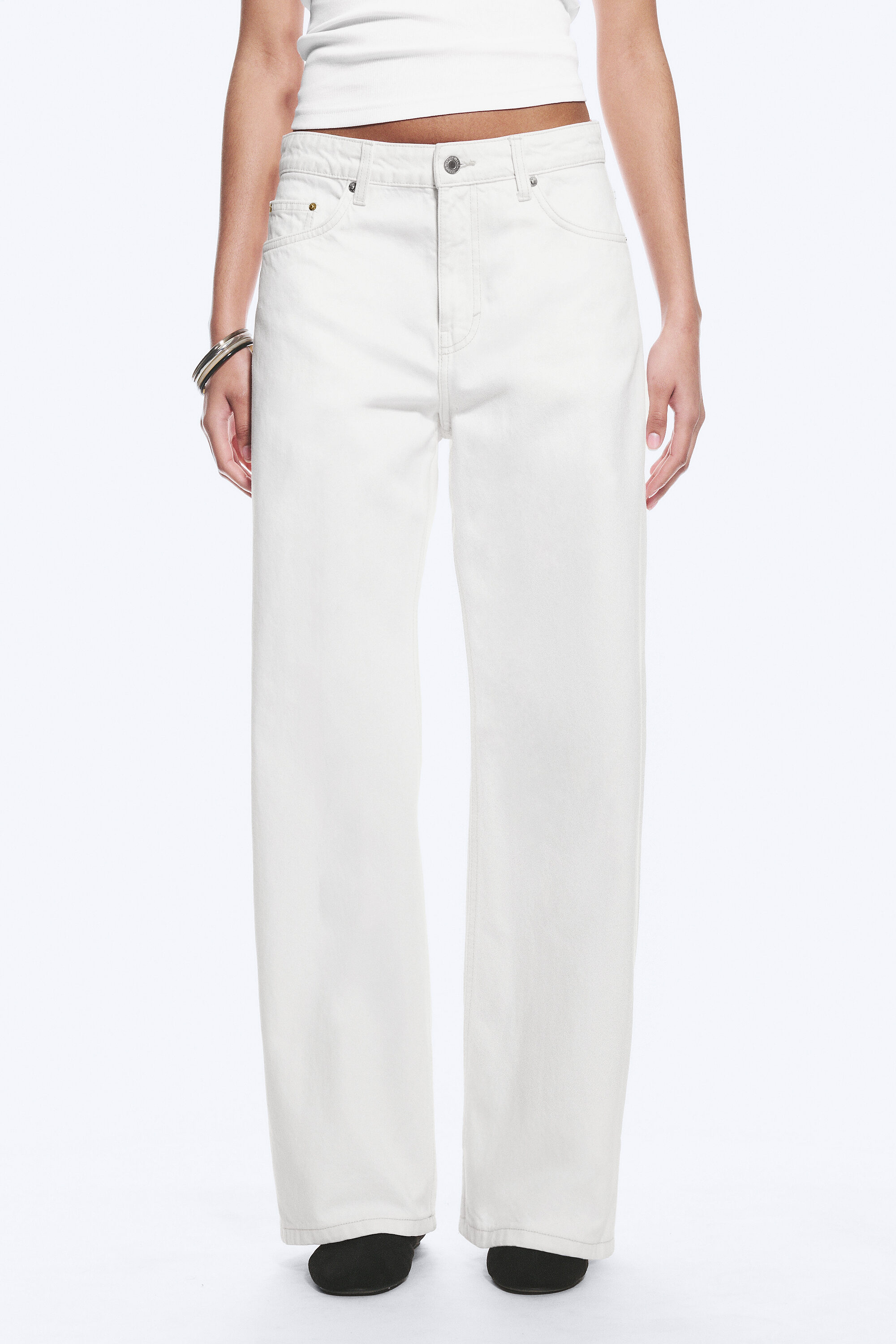 jean droit ample taille basse missy - Blanc sale - Blanc | Weekday FR