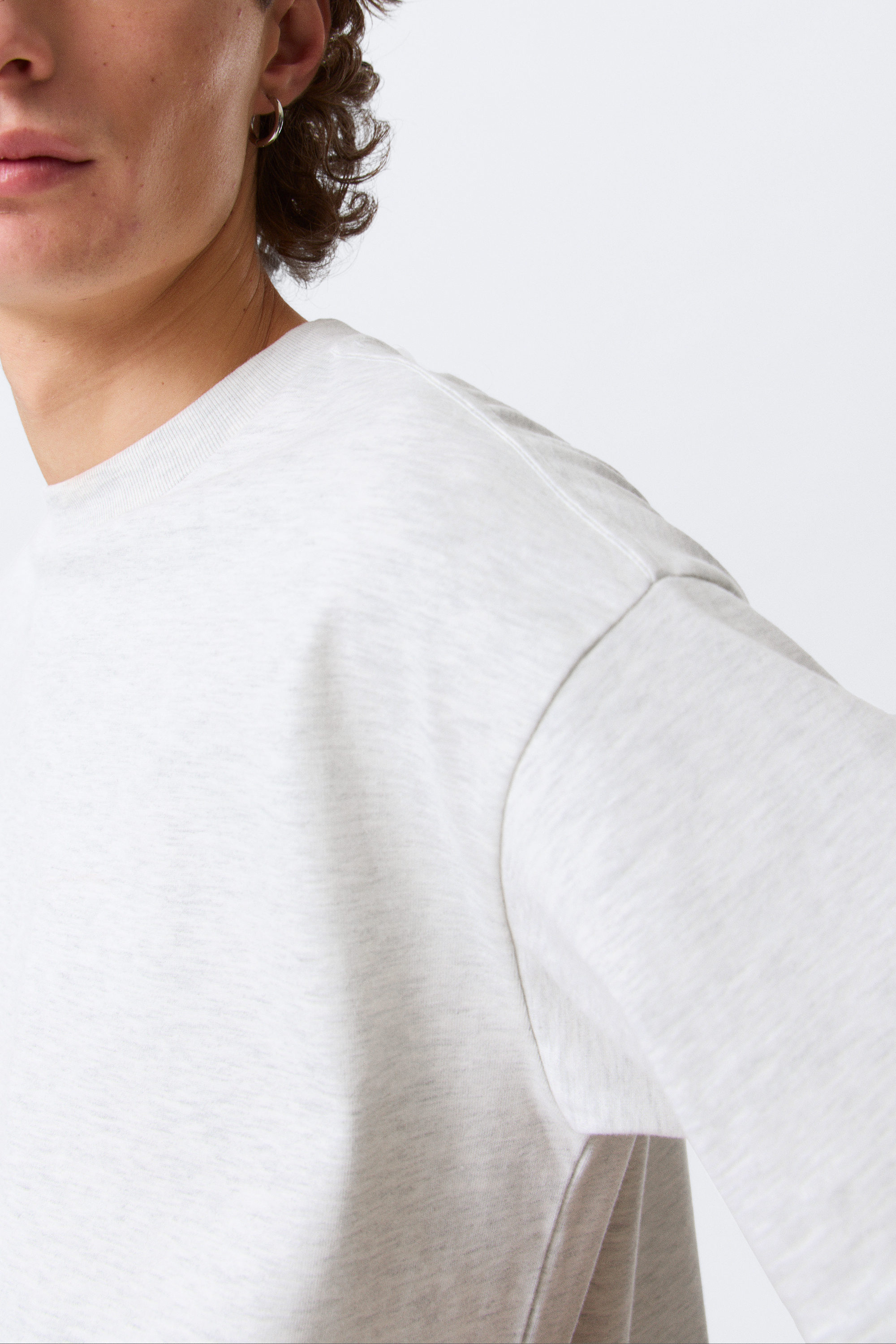 Light Grey Melange - Loose Boxy T-shirt - 2