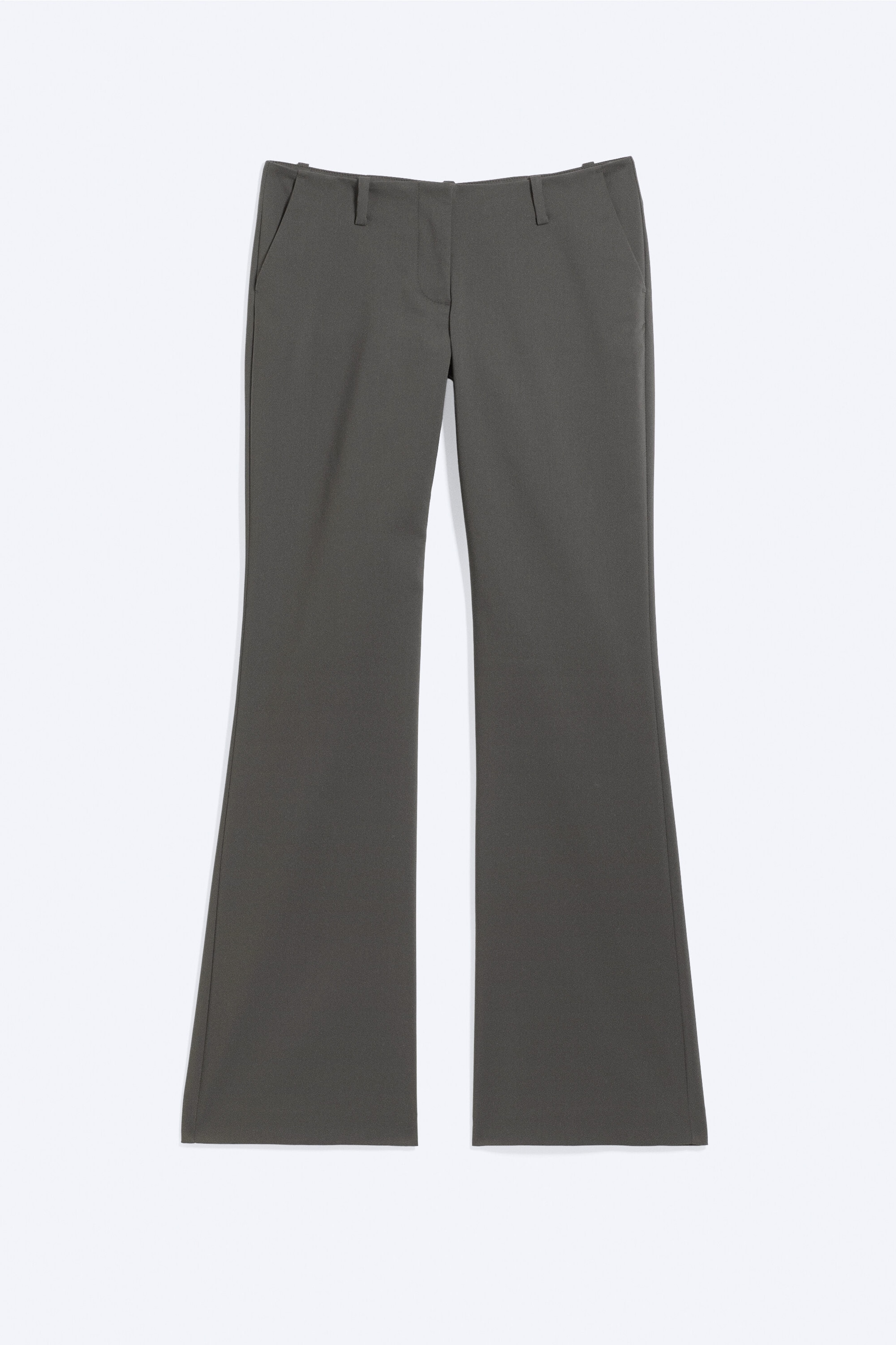 Mørkegrå - Dressbukse med bootcut og lavt liv - 1