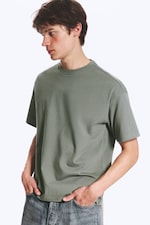 Ljust Khakigrön - Lös Boxig T-shirt - 0
