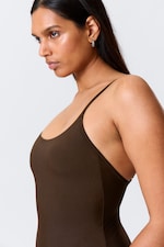 Marron foncé - Maillot de bain à encolure carrée - 1