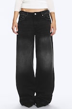 Empire Black - Black - Ample Low Rise Loose Wide Jeans - 1