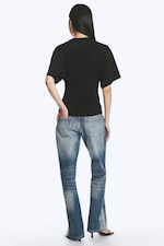 Schwarz - DRAPIERTES, ENG ANLIEGENDES T-SHIRT - 3