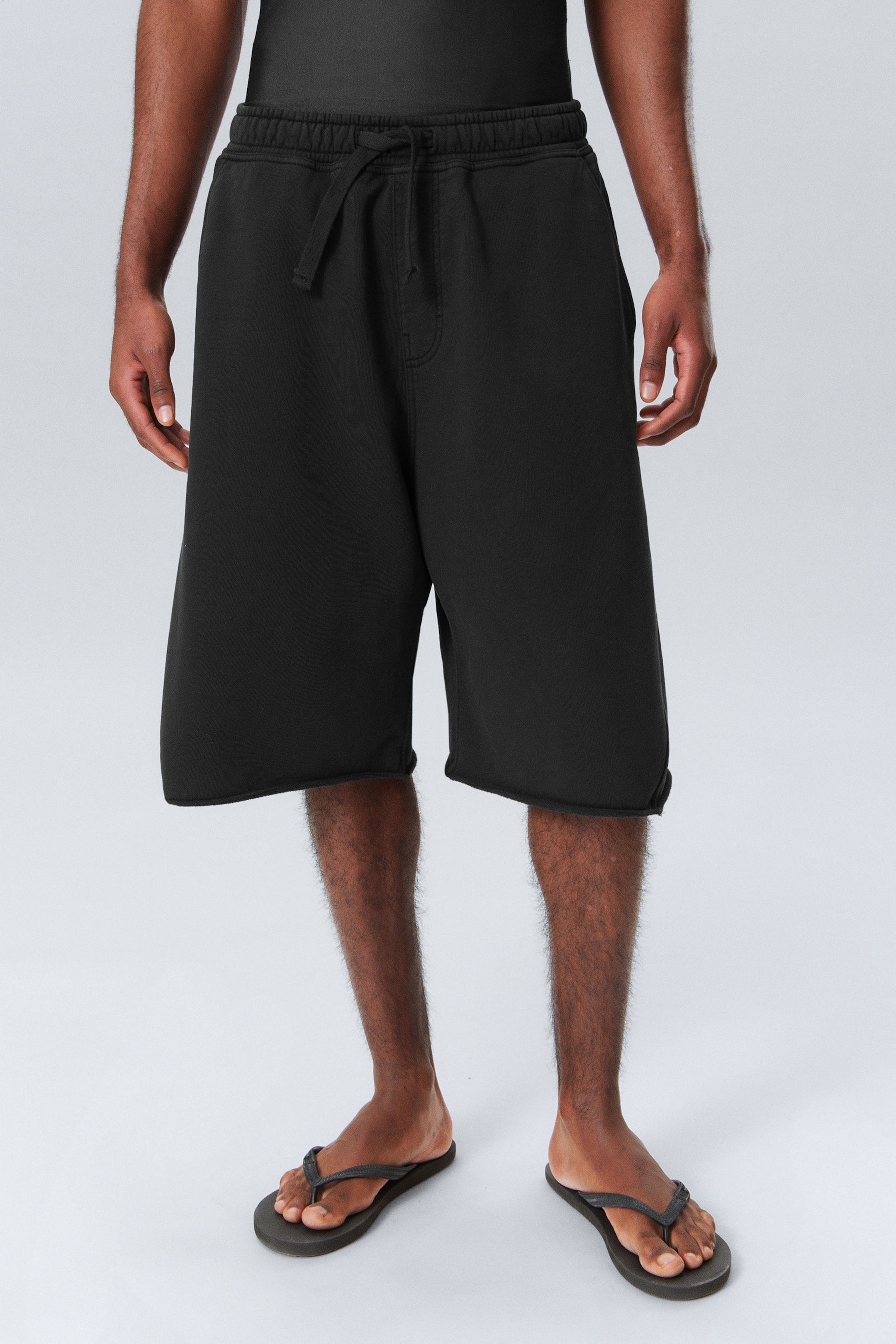 Dunkelgrau verwaschen - Lockere knielange Jersey-Shorts - 3