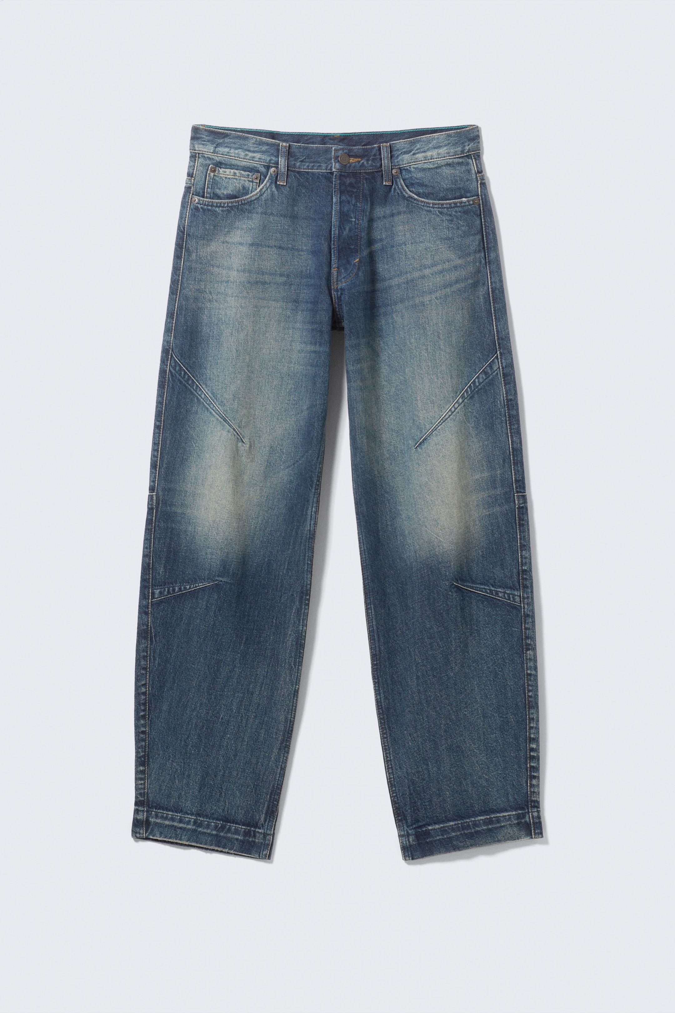 Baltic Blue - Dunkelblau - Weite Low-Waist-Jeans mit Tapered Leg und Abnähern - 1