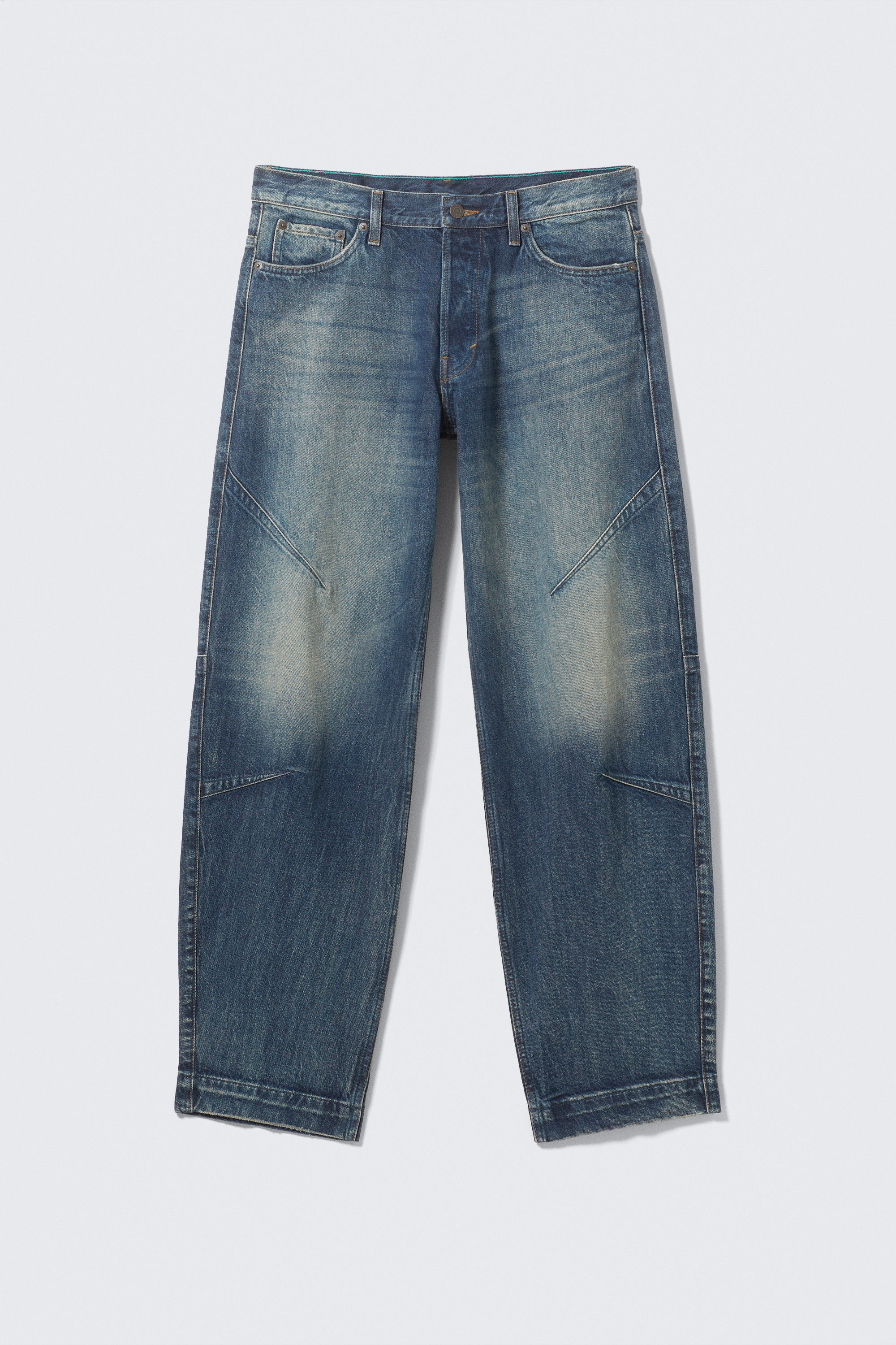 Baltic Blue - Mörkblå - Skulpterade låga löst avsmalnande jeans - 5