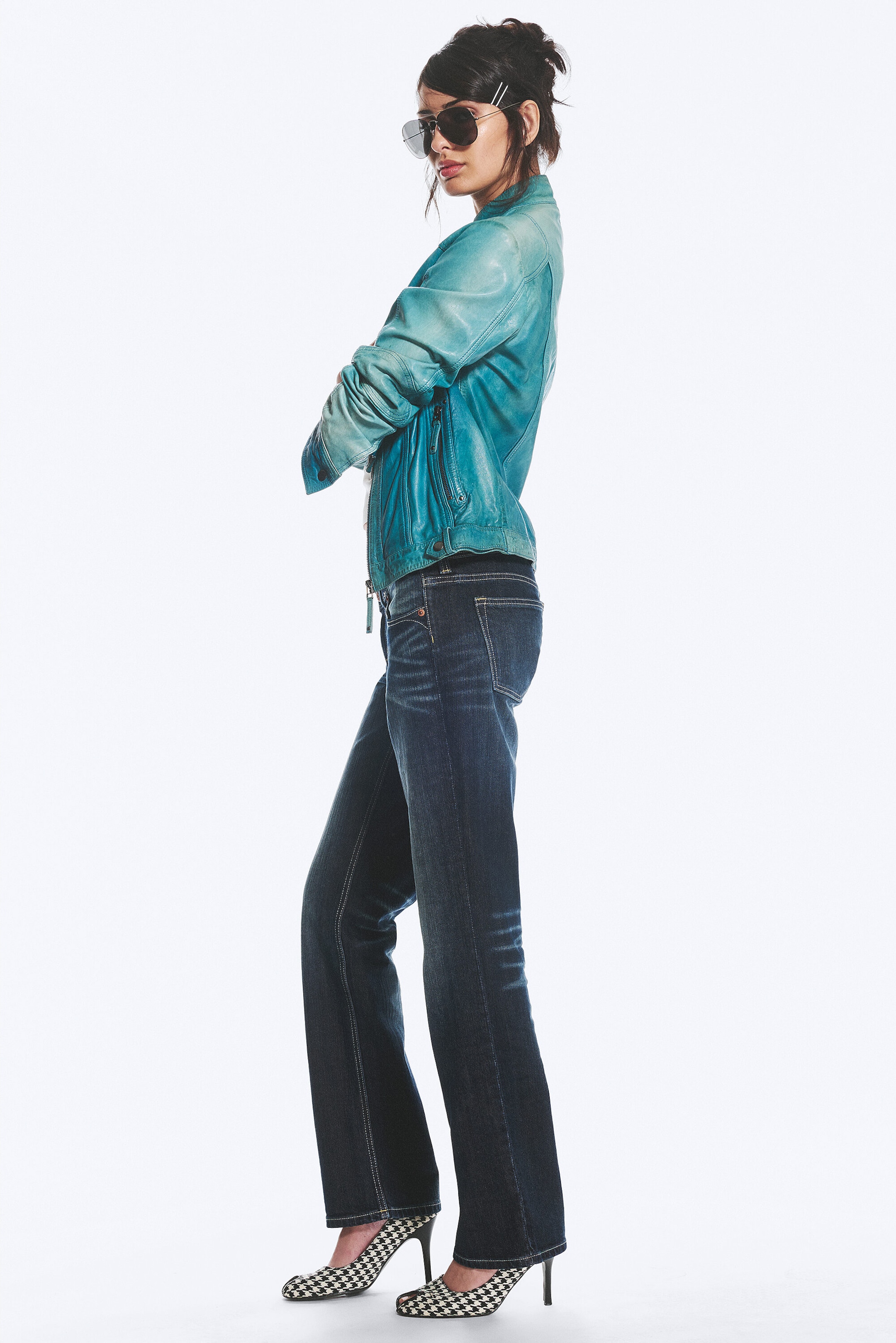 Vintage Slub - Dark Blue - RIOT LOW RISE SLIM FIT BOOTCUT JEANS - 2