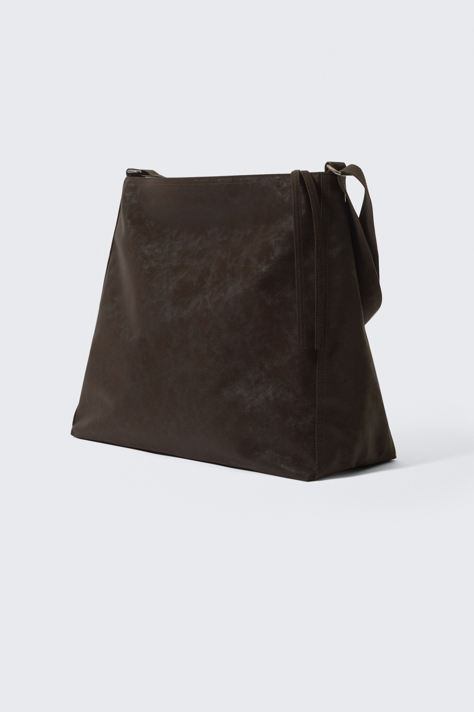 Bolsa de tiracolo com fecho de correr média - Toupeira escuro/Preto - 2