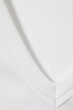 White - Ribbed V-neck Tank Top - 6