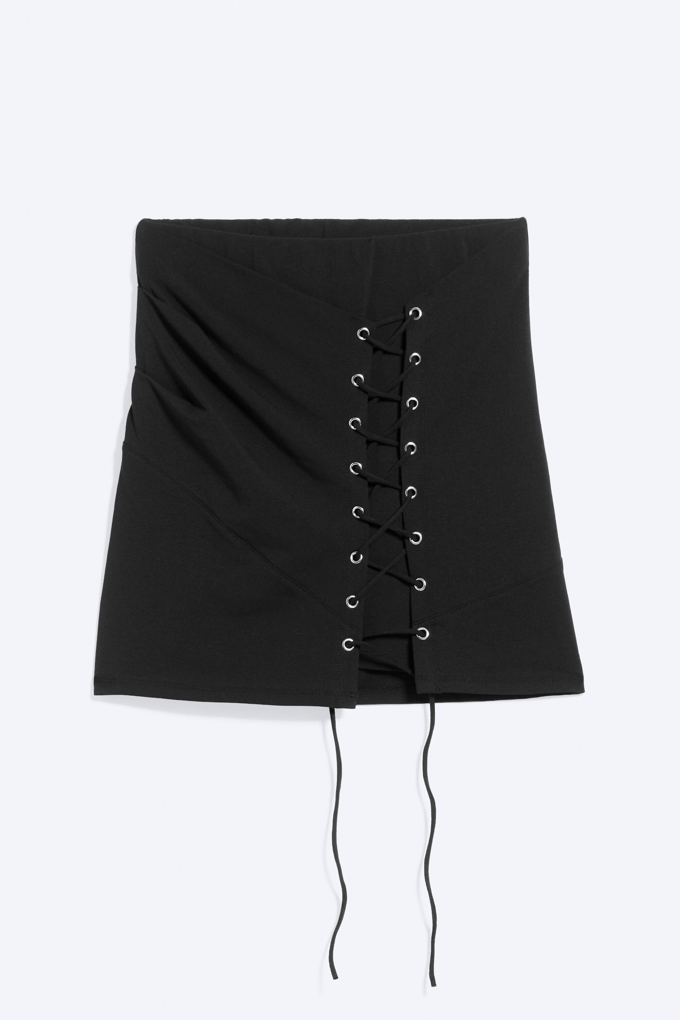 Black - Mid-Rise Cross-Tie Midi Skirt