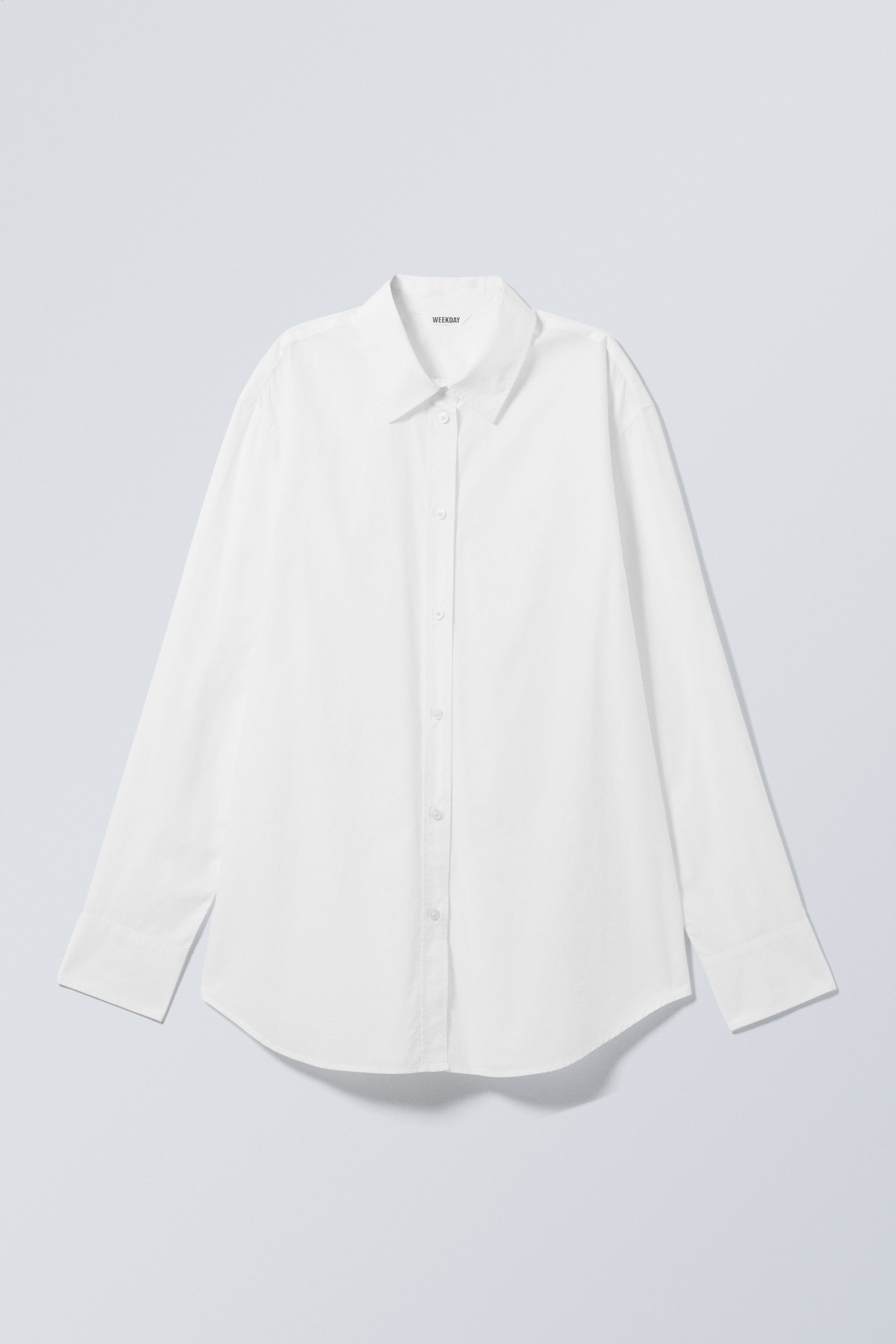 White - Long-Sleeved Poplin Cotton Shirt - 0