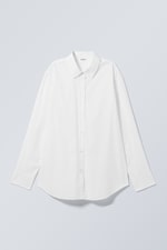 White - Long-Sleeved Poplin Cotton Shirt - 0