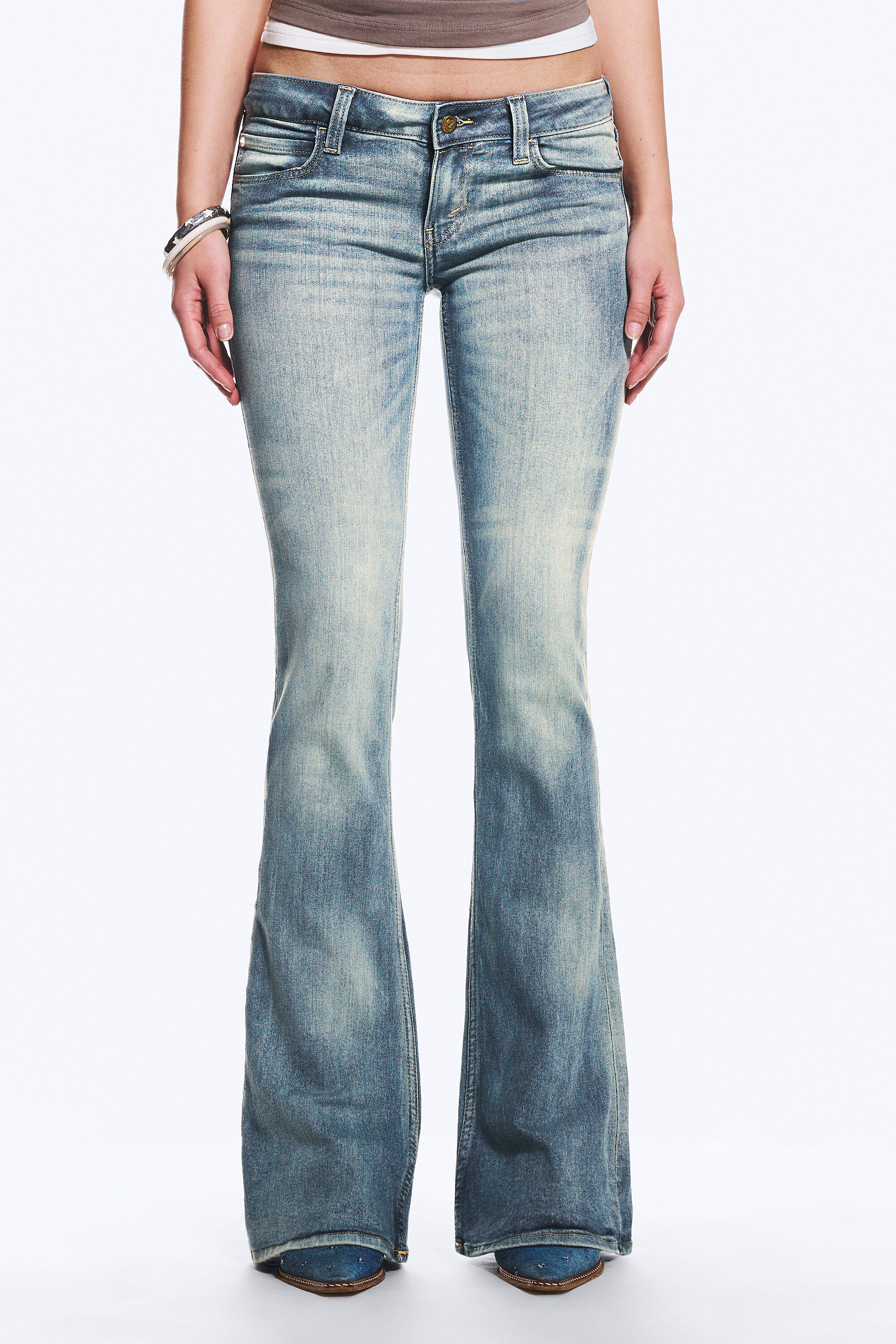 flare low rise coated flared skinny jeans - Coated Black - Black