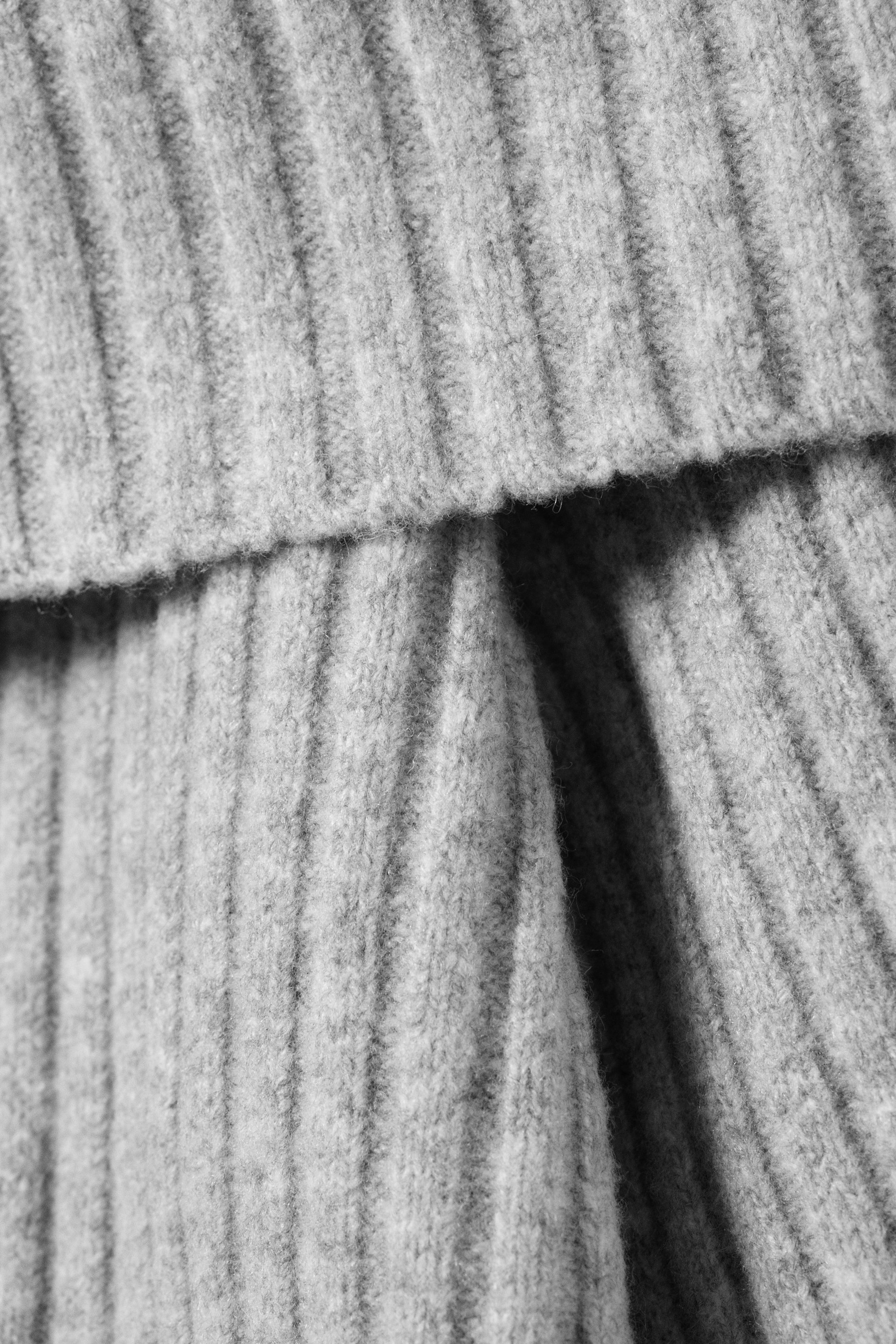 Gris chiné - Pull côtelé à épaules dénudées - 4