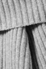Gris chiné - Pull côtelé à épaules dénudées - 4