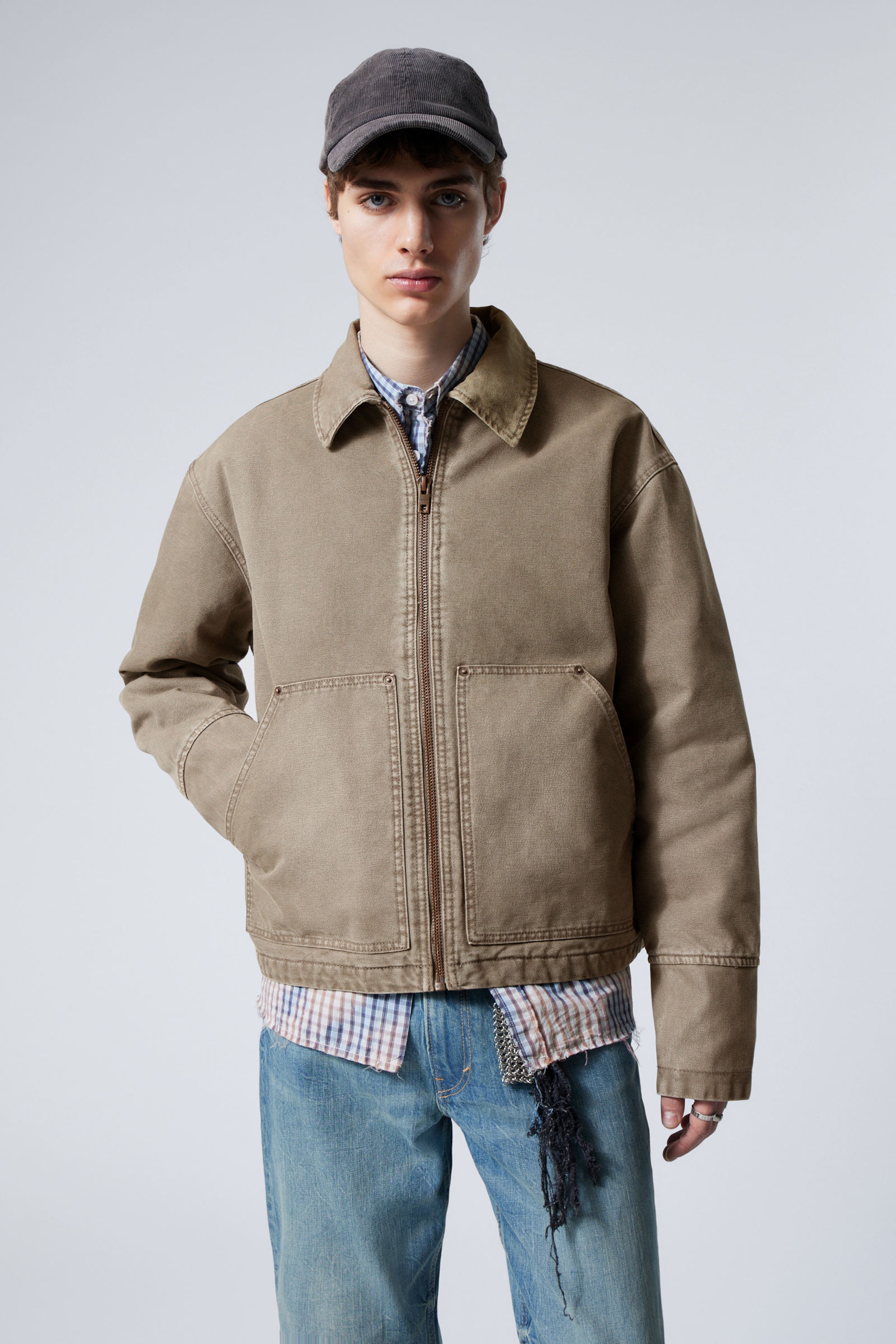 #7F7A72 - Relaxed Washed Utility Jacket - 1