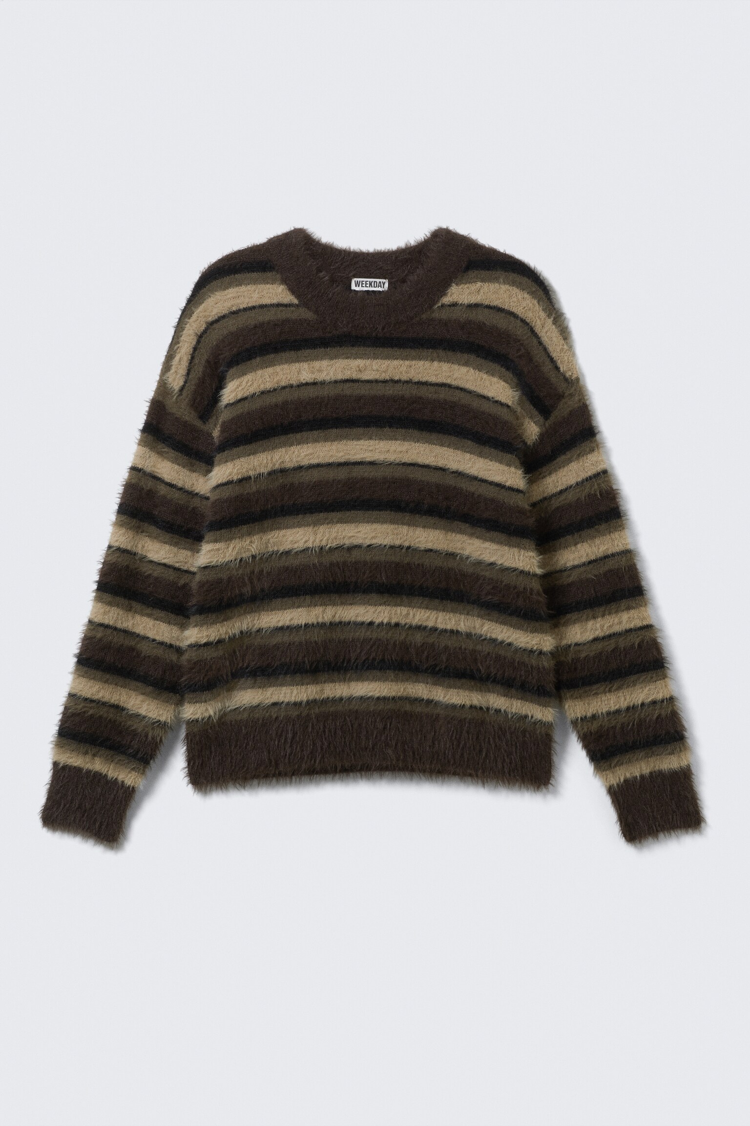 Relaxed Striped Knitted Sweater - Brown Multi Stripes/Black & White Stripes - 2