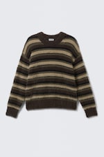 Brown Multi Stripes - Relaxed Striped Knitted Sweater - 6