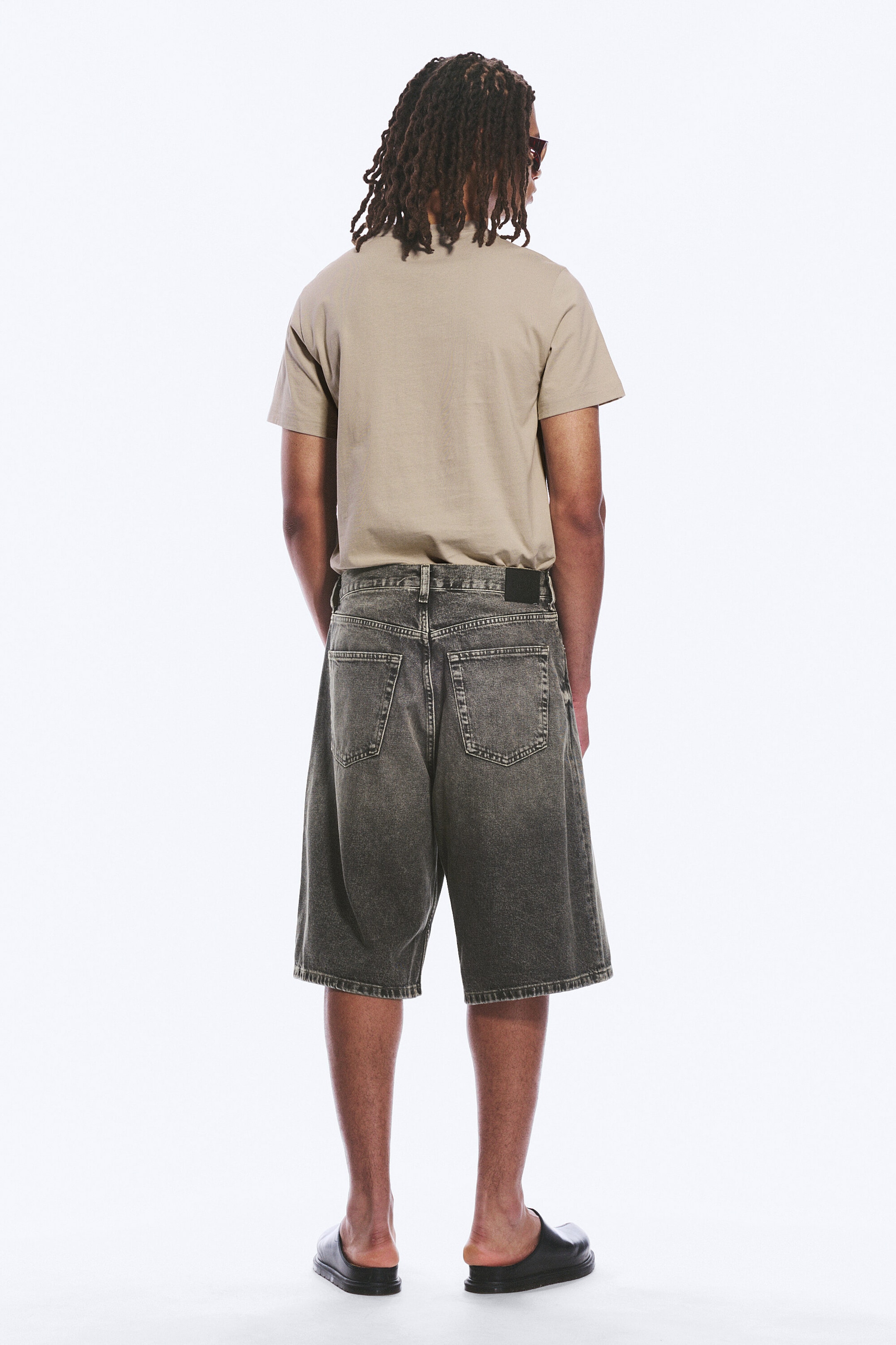 Redondo Black - Schwarz - Astro Mid Waist Loose Baggy Denim Shorts - 5