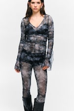 Black Baroque Print - Printed Mesh Leggings - 2