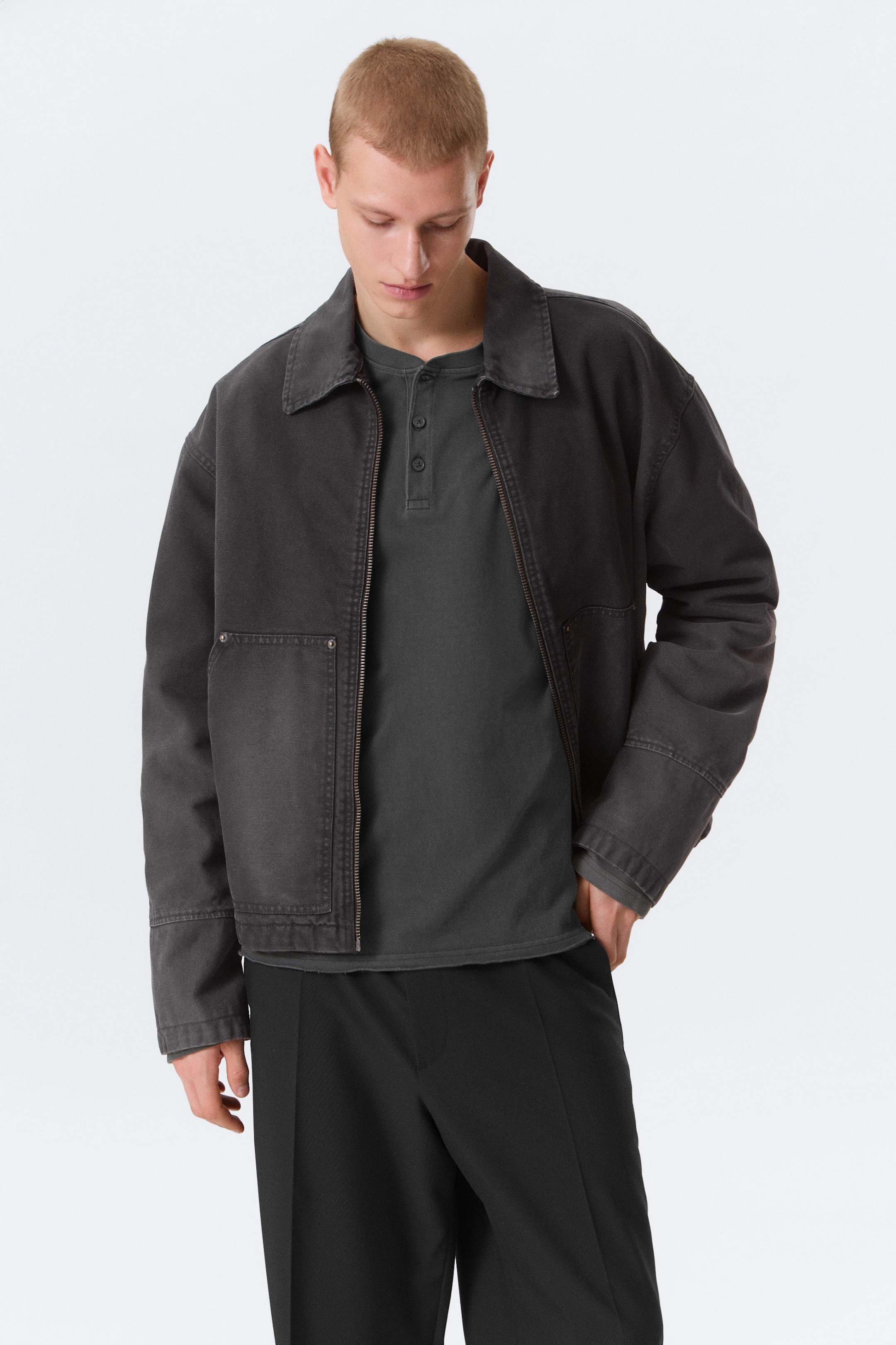 Washed Black - Relaxed Washed Utility Jacket - 1