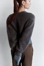 Dunkelgrau meliert - Strickjacke aus Mohairmischung - 3