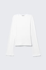 Wit - Katoenen top met lange mouw - 0