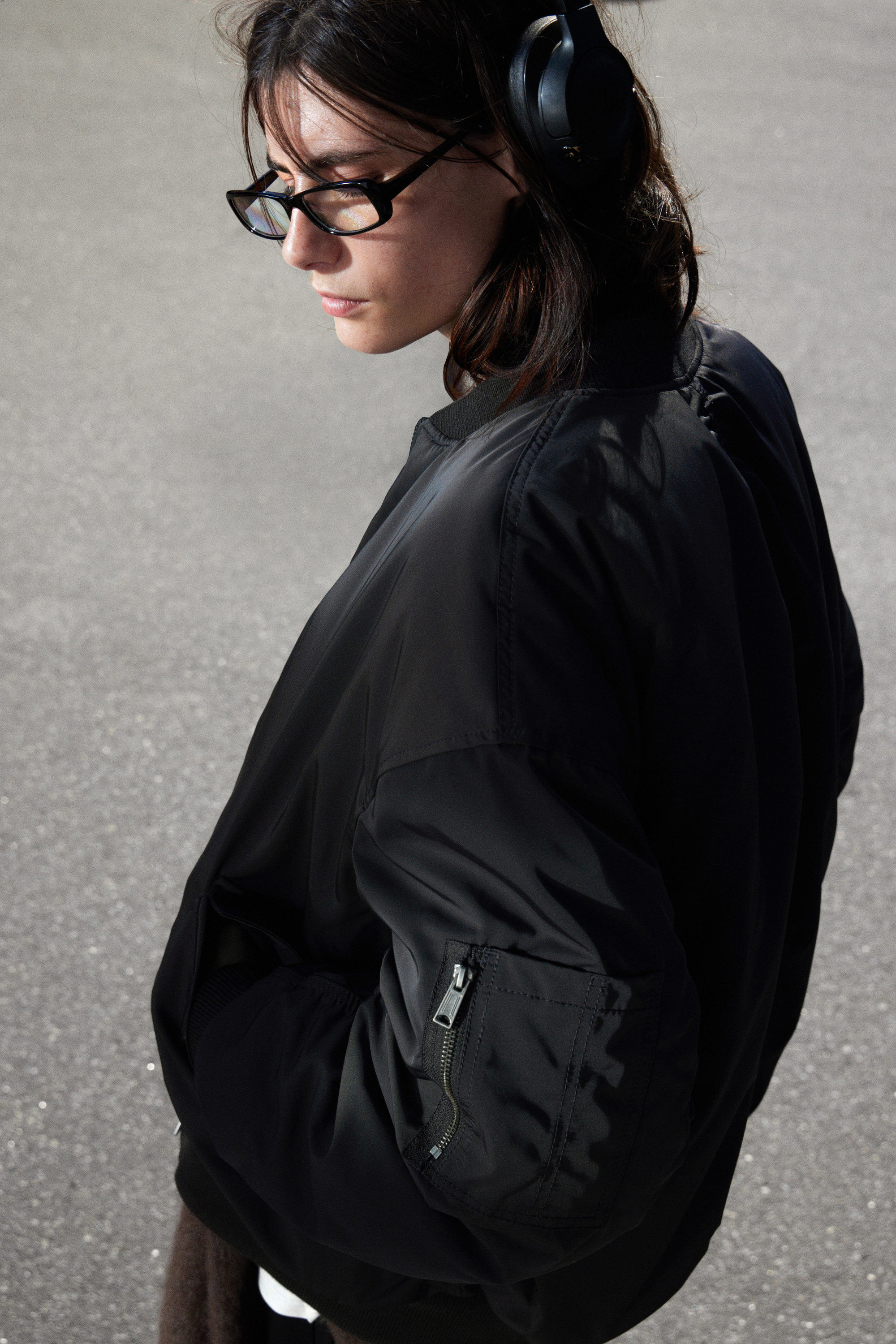 Dunkelgrau - Oversized Bomberjacke aus Twill - 2