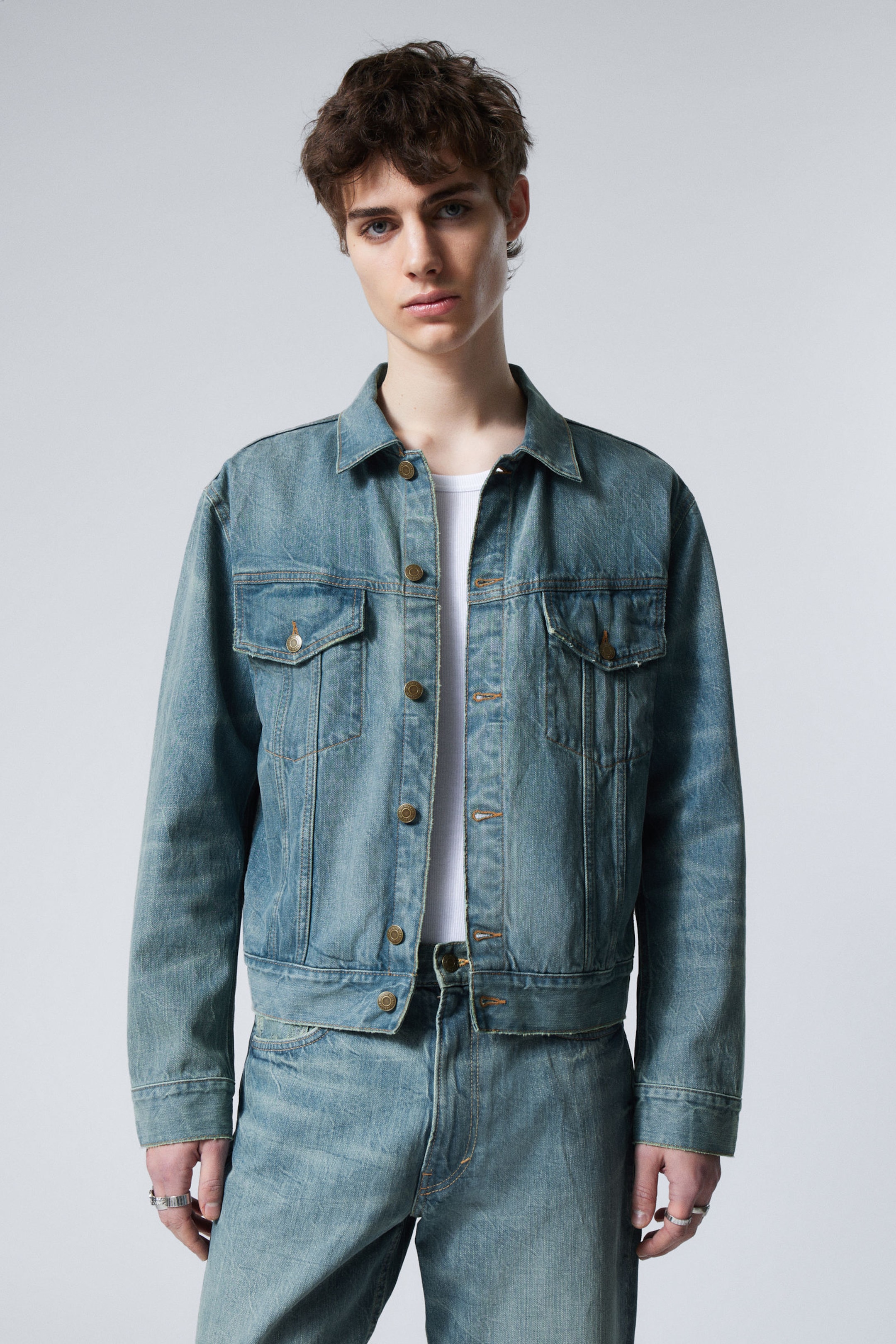 #79829D - Regular Fit Denim Trucker Jacket - 1