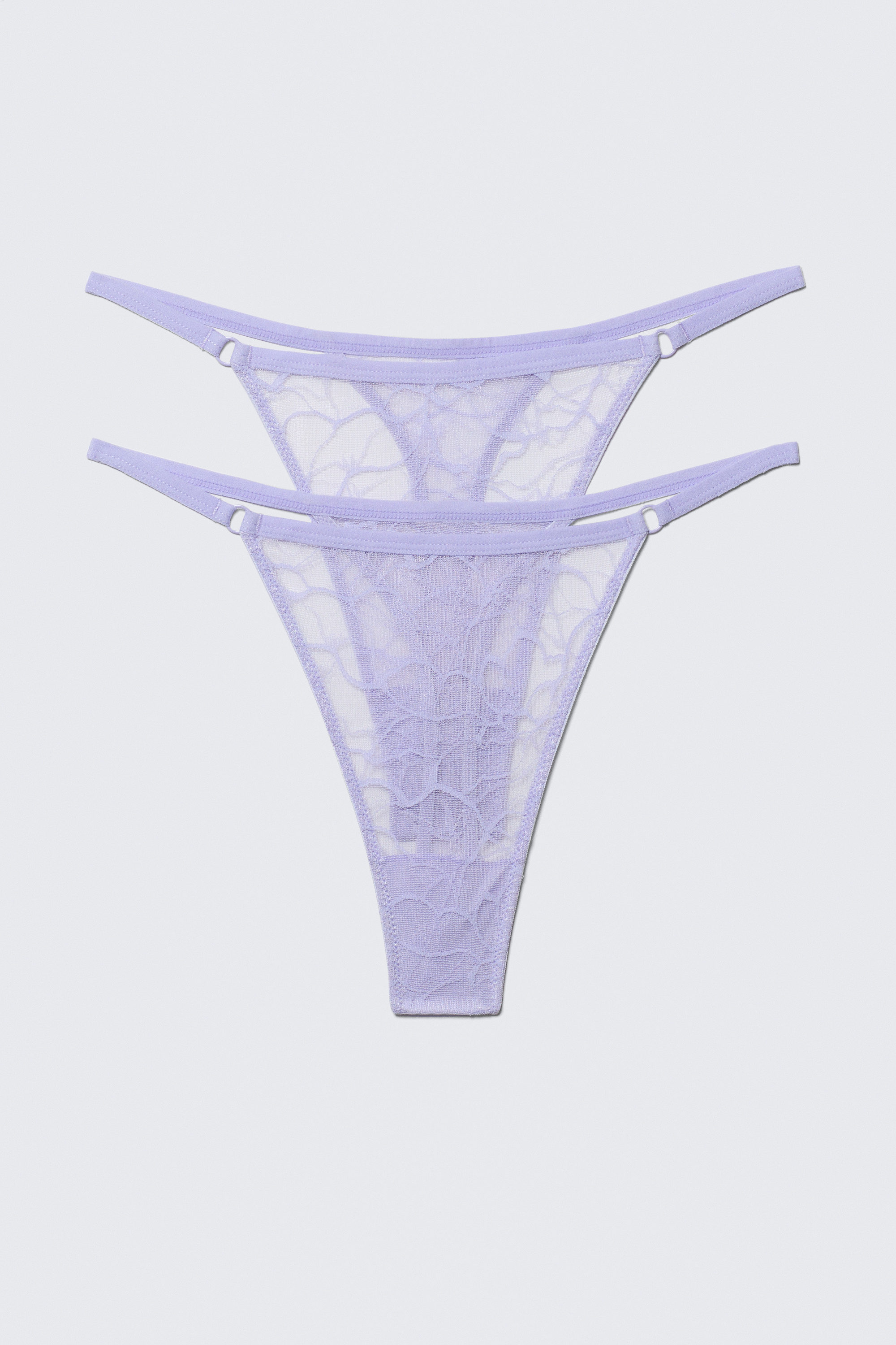 Light Lilac - 2-pack Swirly Lace Tanga Thongs - 1
