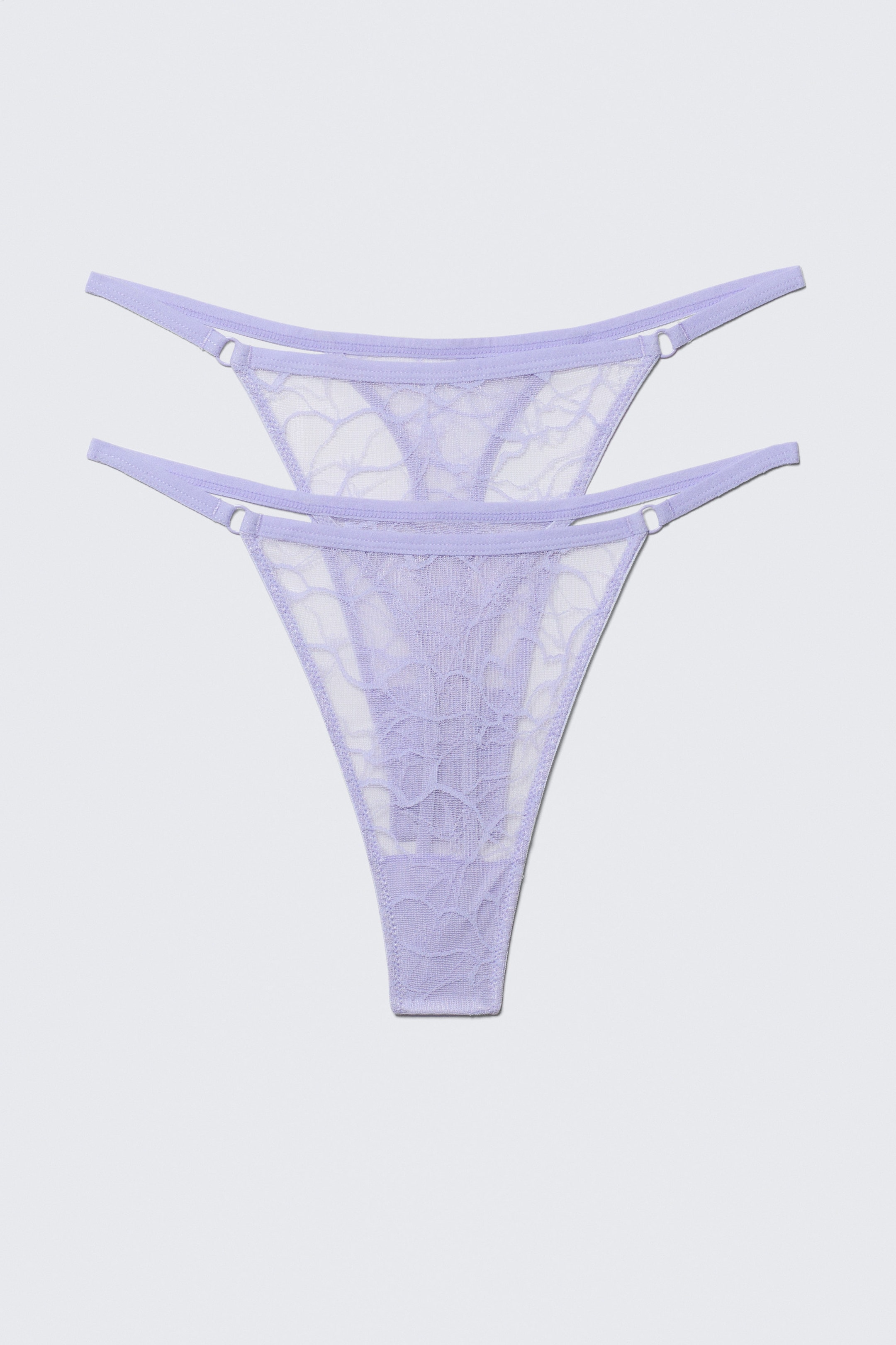 Light Lilac - 2-pack Swirly Lace Tanga Thongs - 1