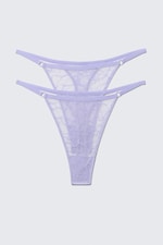 Helllila - 2er-Pack Tangas aus wirbeliger Spitze - 0