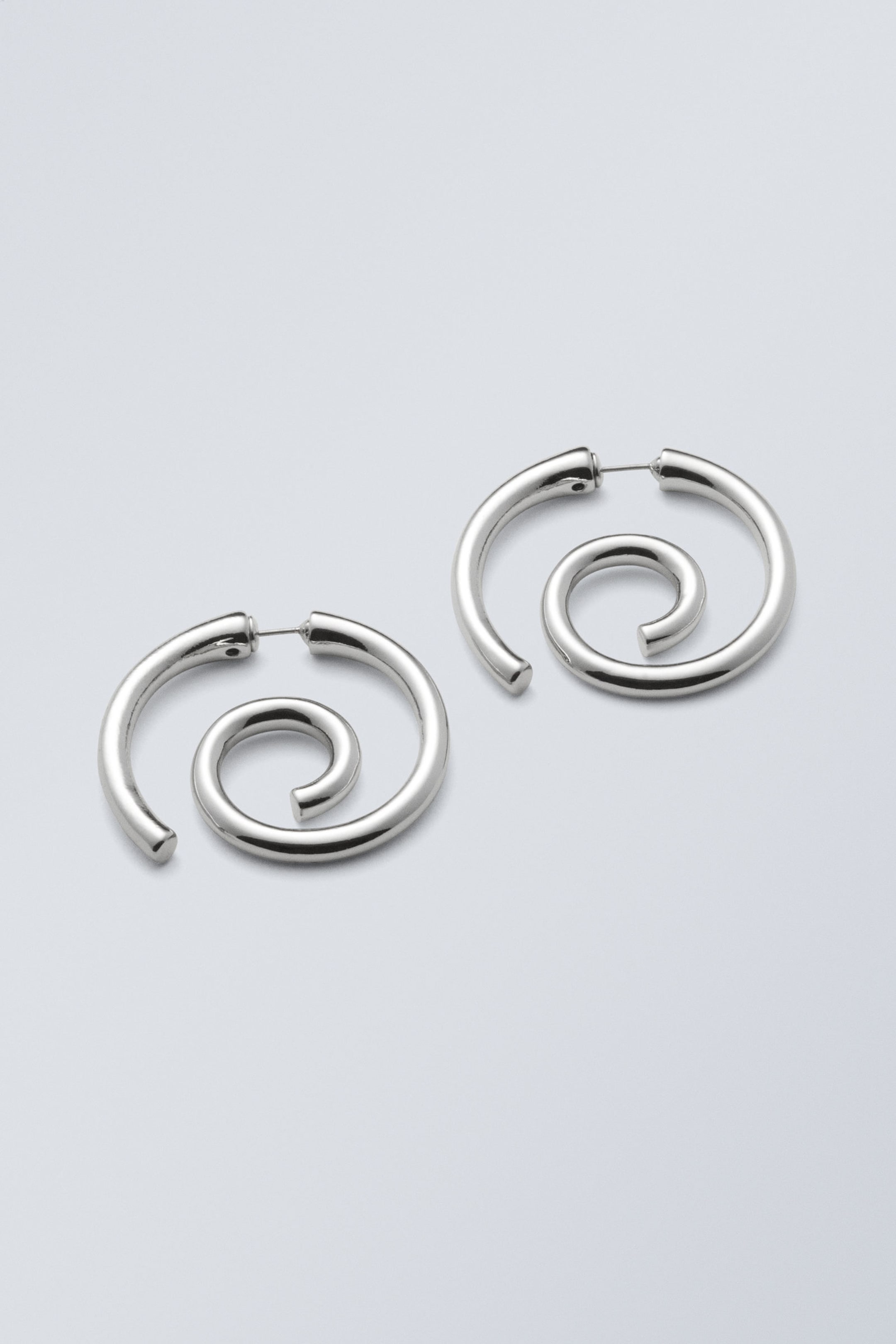 Silver - Swirl Stud Earrings - 0