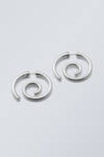 Silver - Swirl Stud Earrings - 0