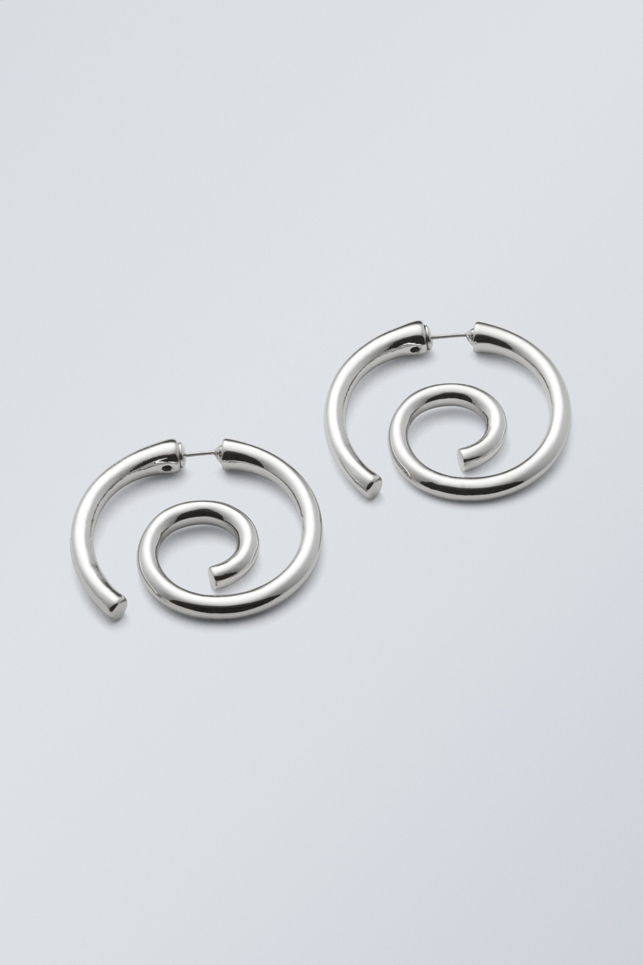 Silver - Swirl Stud Earrings - 0