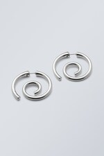 Silver - Swirl Stud Earrings - 0