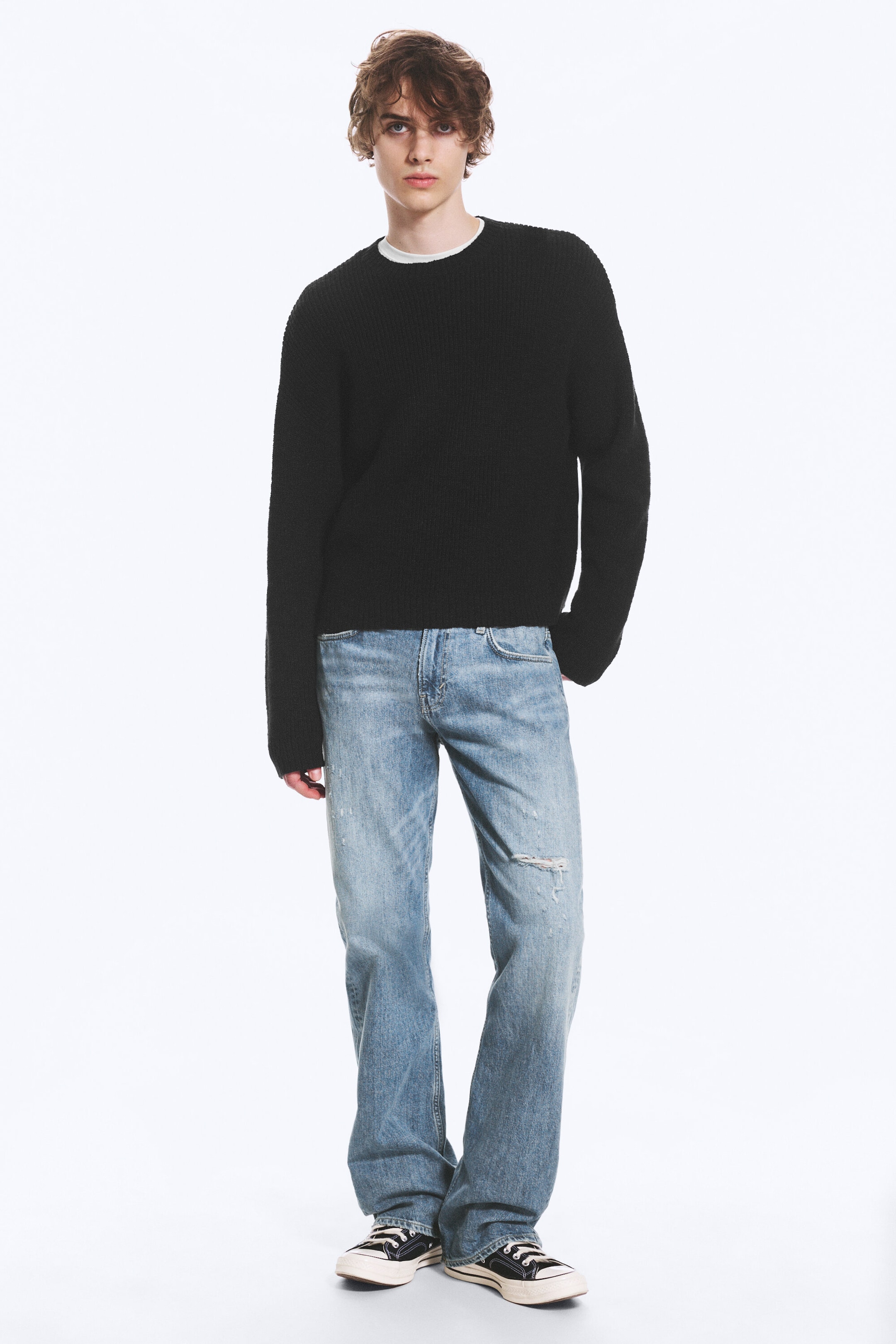 Svart - Avslappnad bomullsjumper - 2
