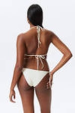 Helles Beige - Strukturiertes Bikinihöschen mit Bindebändern - 3