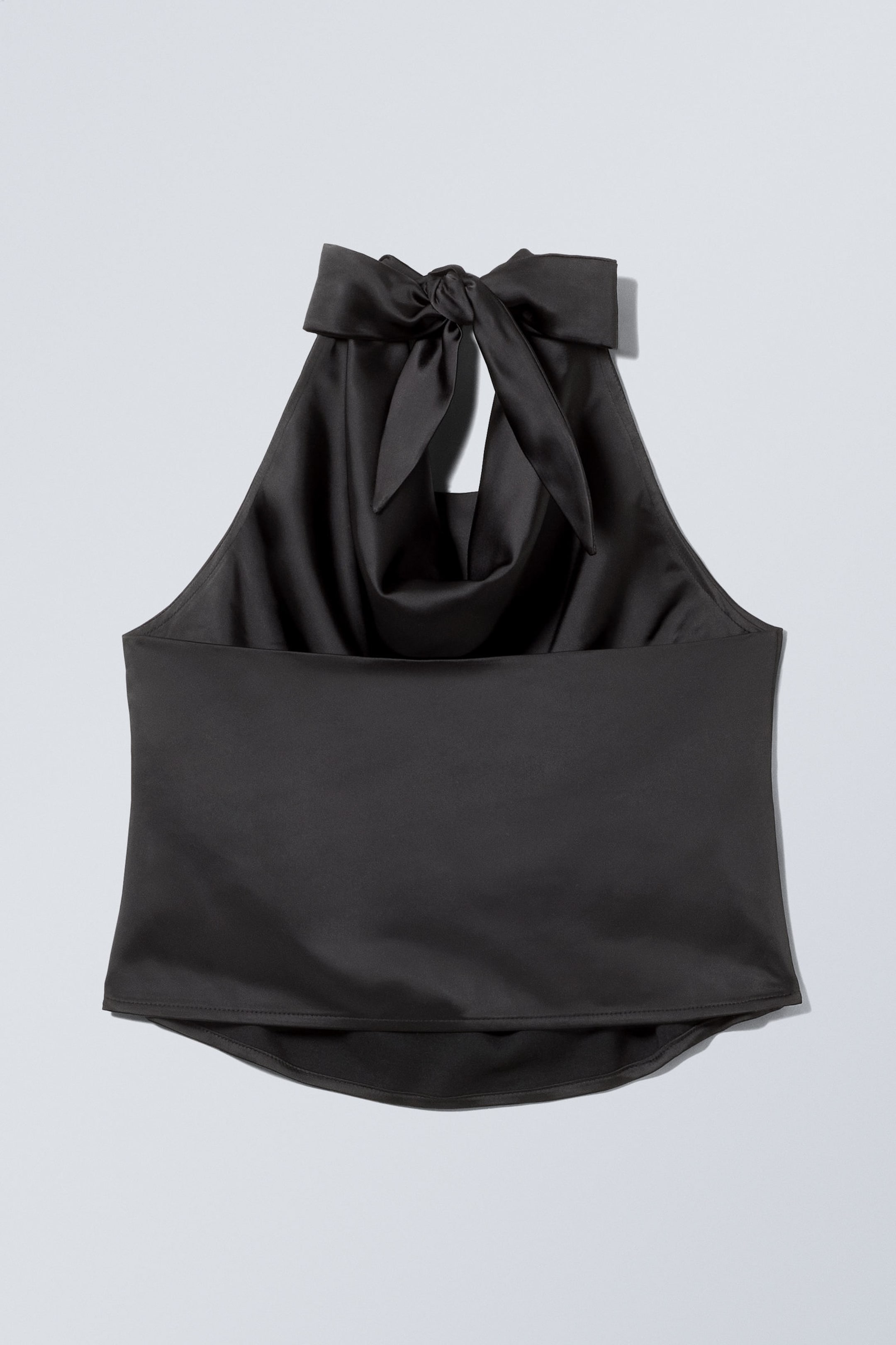 Schwarz - Neckholder-Top aus Satin - 1